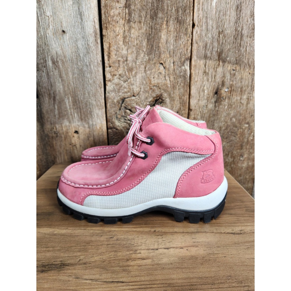 B. Boots Vintage Y2K Pink Suede Ankle Boots Moccasin Lug Chukka Womens Buffalino